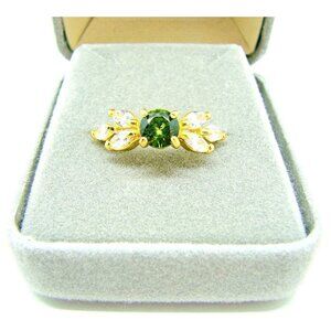 Womens 925 European American Artificial Emerald Zircon Gemstone Fashion Ring 8